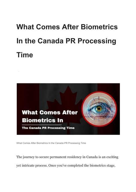 What Comes After Biometrics In the Canada PR Processing Time.